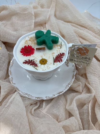 Christmas Teacup Candle — Forest Yule Edition